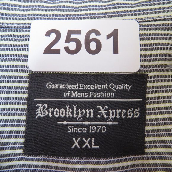 Brooklyn Xpress* Men's Short Sleeve Button Down Curved Hem Stripe‎ Shirt~ XXL - Picture 3 of 11